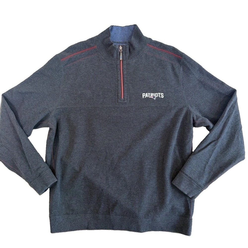 New England Patriots Tommy Bahama Football Reversible Mens NFL 1/4 Zip Sz Lg